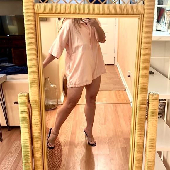 Princess Polly,Womens Oversized Sinclair Romper,Pink-Salmon Linen Blend,Size 4, - Picture 8 of 16